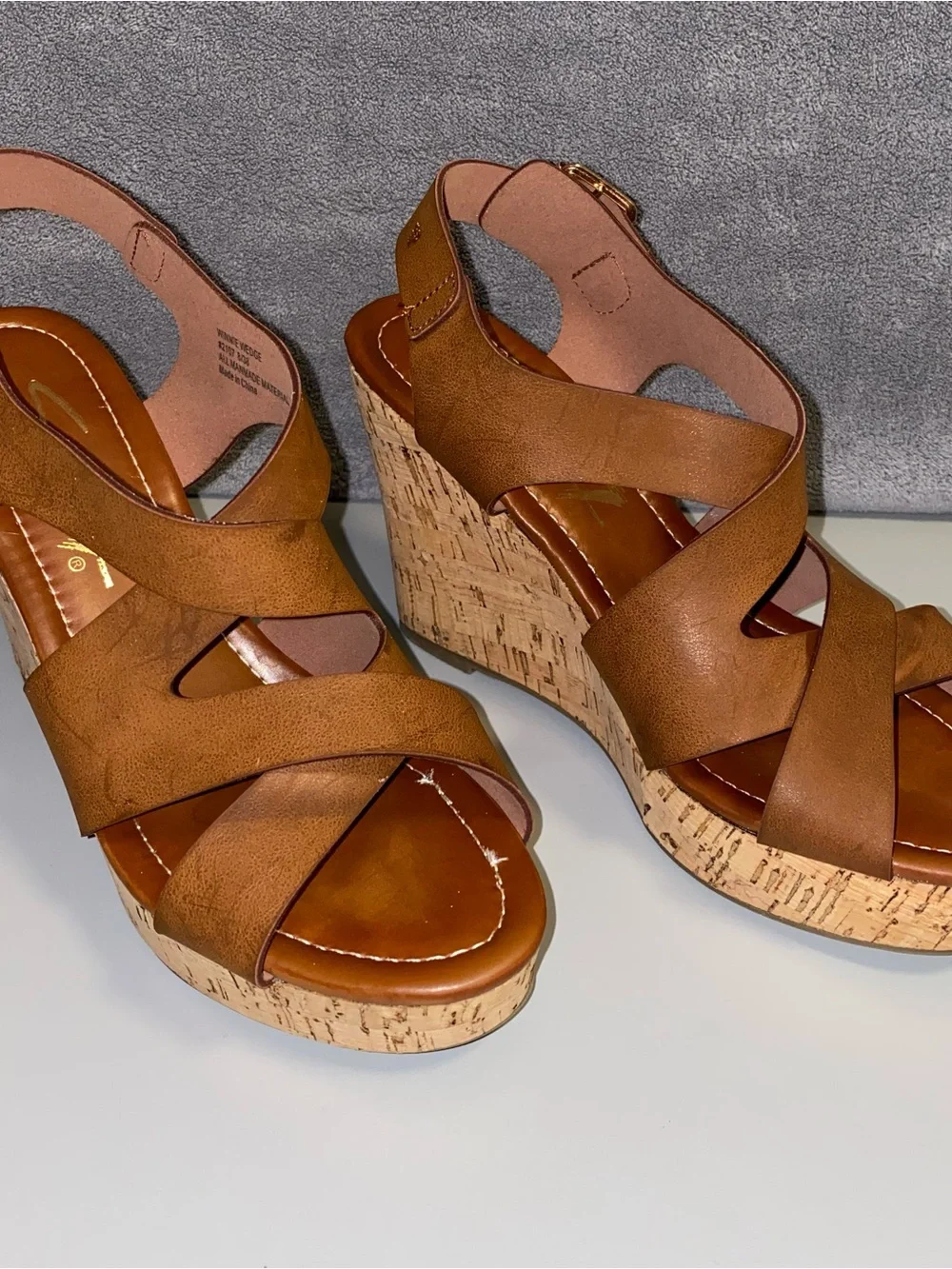 Seven7 Winnie Strappy Platform Cork Wedges Size 8